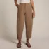 Women's Crepe High Rise Pleated Barrel Leg Ankle Pants, Front