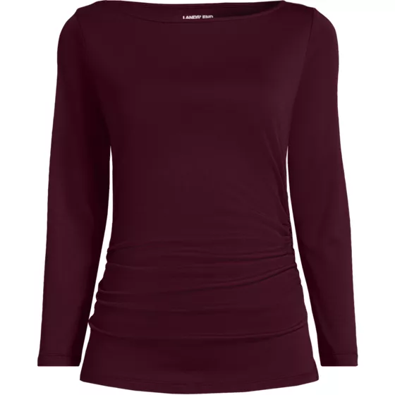 Women's Supima Micro Modal Three Quarter Sleeve Ruched Waist Top - primary