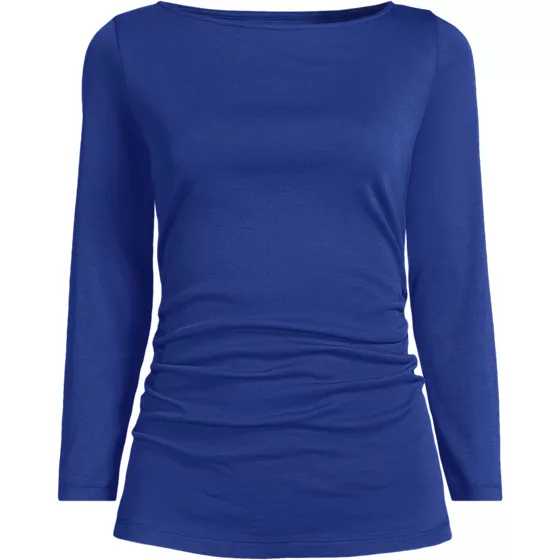 Women's Plus Supima Micro Modal Three Quarter Sleeve Ruched Waist Top - primary