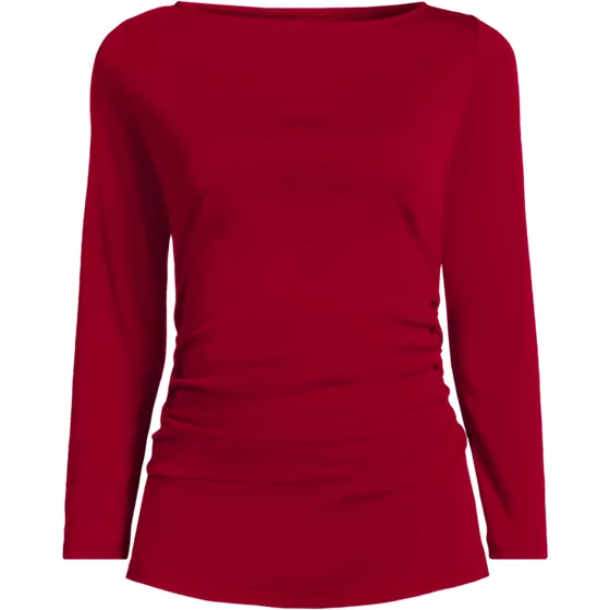 Women's Supima Micro Modal Three Quarter Sleeve Ruched Waist Top - primary