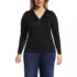 Women's Plus Supima Jersey Long Sleeve Button Henley, Front