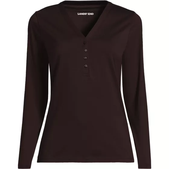 School Uniform Women's Supima Jersey Long Sleeve Button Henley - primary
