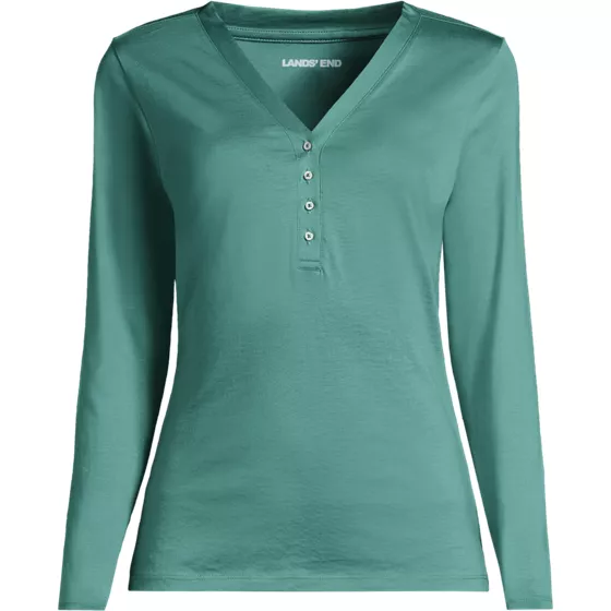 School Uniform Women's Supima Jersey Long Sleeve Button Henley - primary