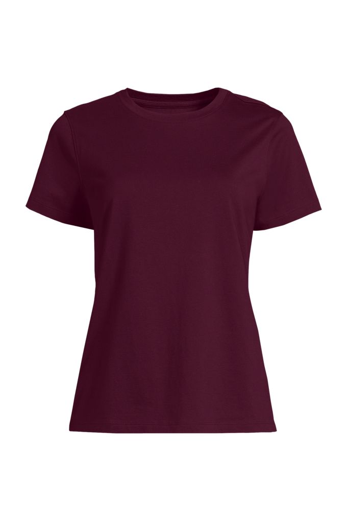 Lands' End Women's Plus Supima Jersey Short Sleeve Relaxed Tee Shirt In Red