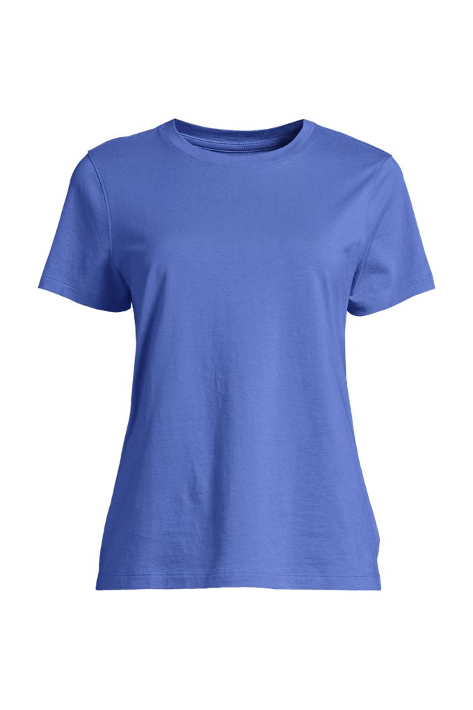 Lands' End Women's Plus Supima Jersey Short Sleeve Relaxed Tee Shirt In Blue