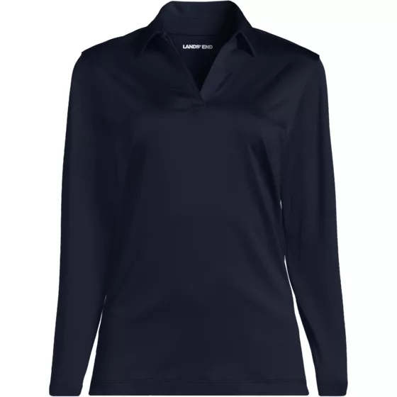 School Uniform Women's Rapid Dry Performance Sport Neck Long Sleeve Polo Shirt - primary