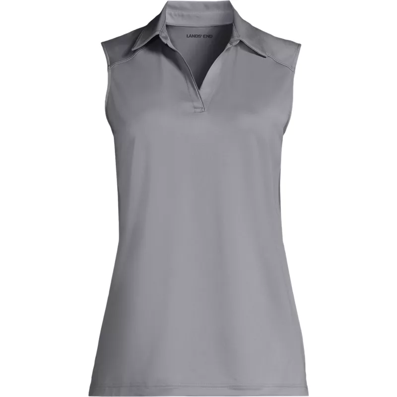 School Uniform Women's Rapid Dry Performance Sport Neck Sleeveless Polo Shirt, Front