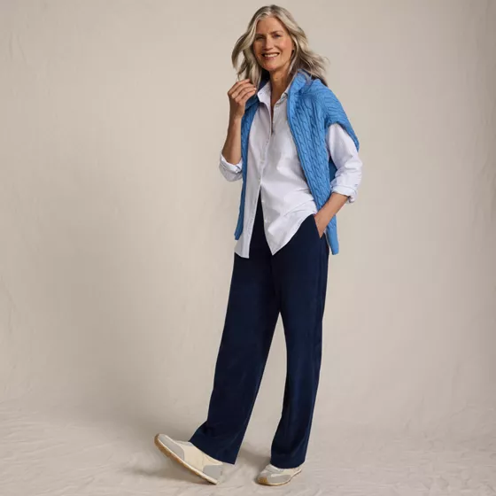 Women's Sport Cord High Rise Relaxed Straight Leg Pants - primary