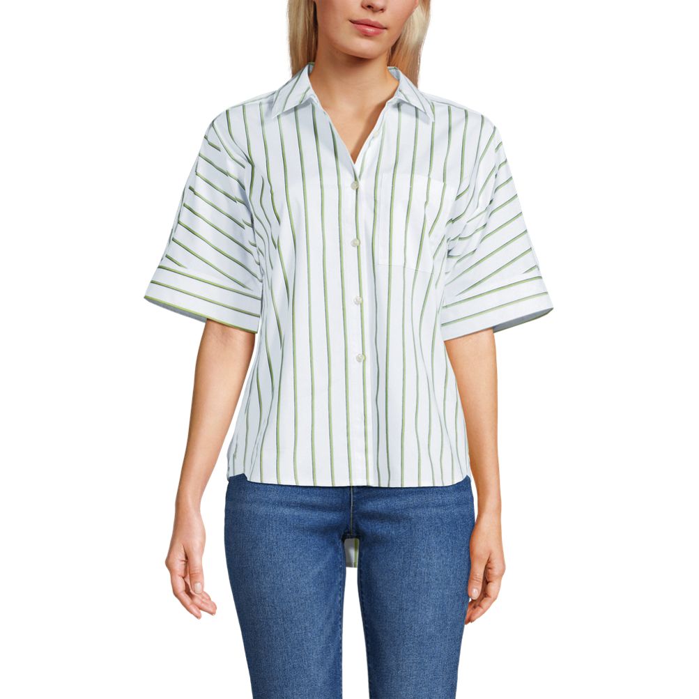 Women's Cooling Elbow Sleeve Button Front Shirt | Lands' End