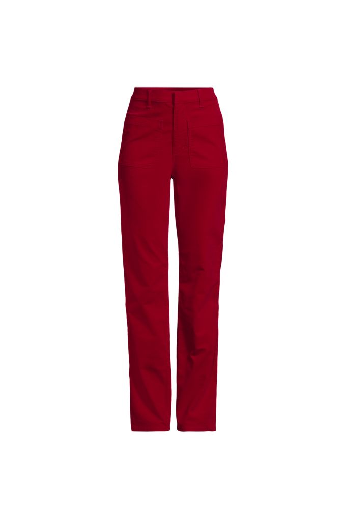 Women's Petite Corduroy High Rise Rail Straight Leg Pants - Lands' End - Red - 2