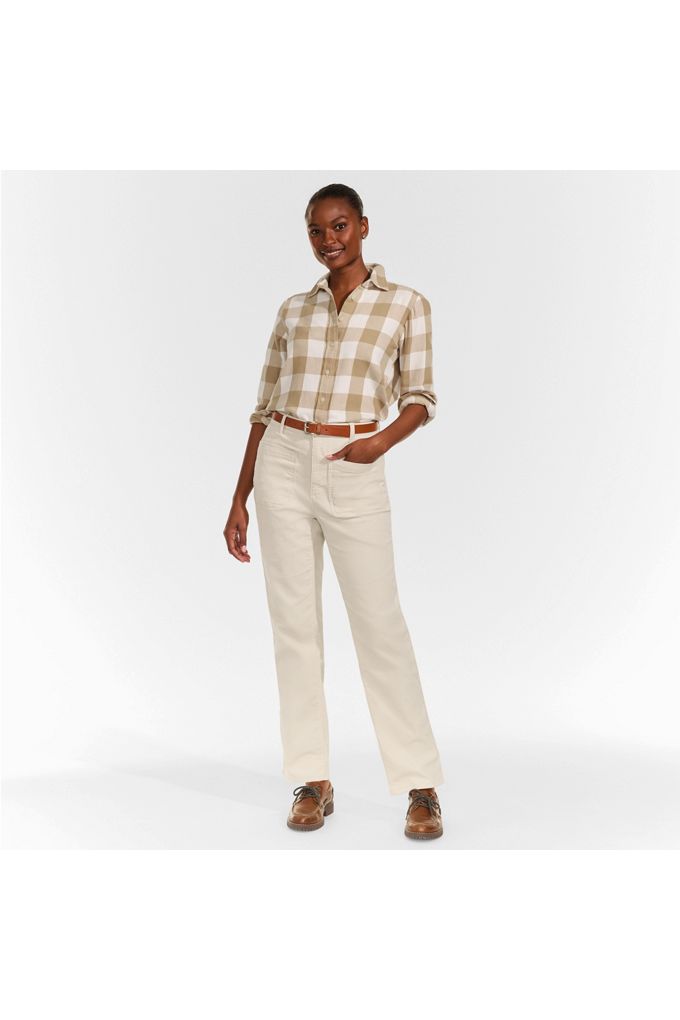 Women's Corduroy High Rise Rail Straight Leg Pants - Lands' End - Ivory - 14