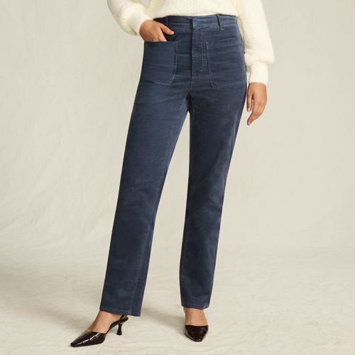  Lands' End Rail Straight Feincordhose High Waist, Damen, Größe:34 Petite, Blau, Elasthan/baumwoll-mischung, By Lands' End 