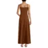 Women's Silky Knit Godet Maxi Dress, Back