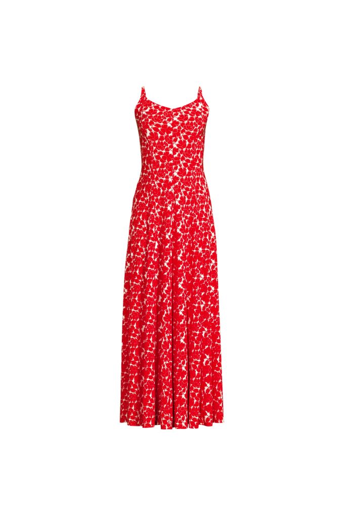Lands' End Women's Plus Size Silky Knit Godet Maxi Dress In Red