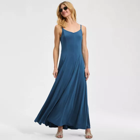 Women's Silky Knit Godet Maxi Dress - primary