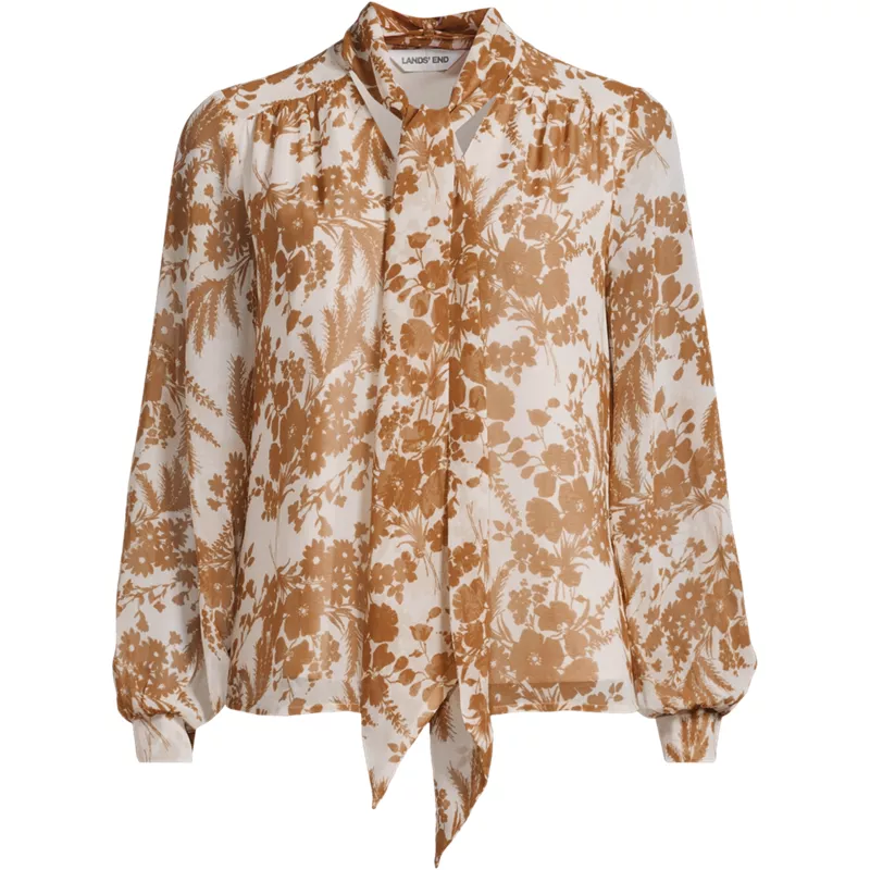 Women's Chiffon Removable Tie Neck Blouse, Front