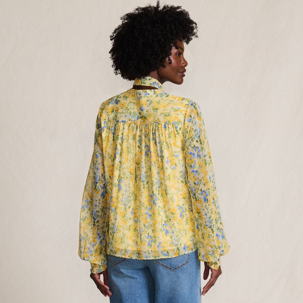 Women's Chiffon Removable Tie Neck Blouse | Lands' End