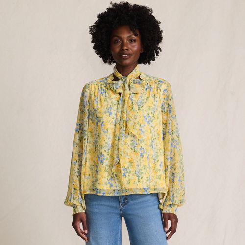 Women's Chiffon Removable Tie Neck Blouse, Front