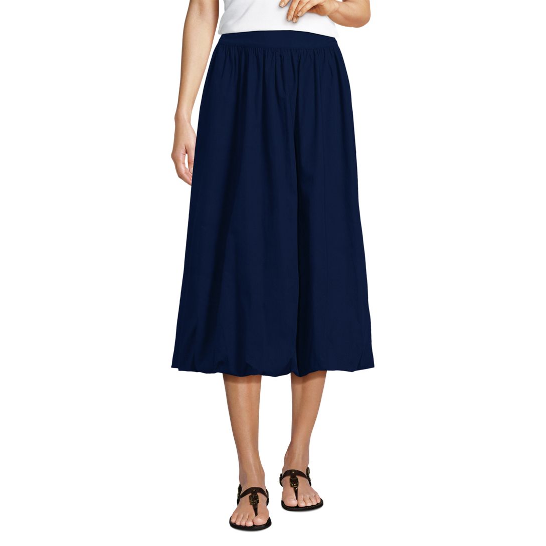 Women's Poplin High Rise Bubble Hem Midi Skirt
