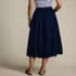 Women's Poplin High Rise Bubble Hem Midi Skirt, Back