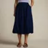 Women's Poplin High Rise Bubble Hem Midi Skirt, Front