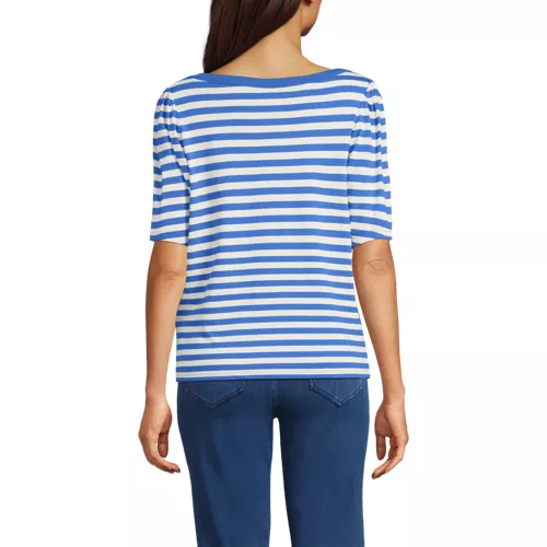 Women's Elbow Sleeve Supima Cotton Boatneck T-Shirt, Back