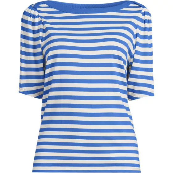 Women's Elbow Sleeve Supima Cotton Boatneck T-Shirt - primary