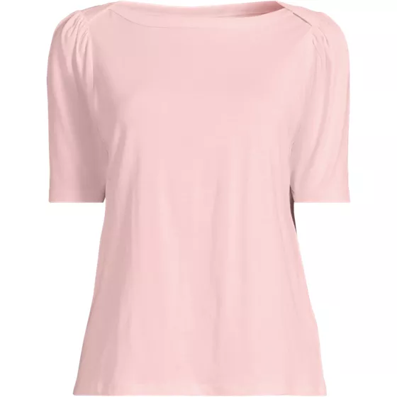 Women's Elbow Sleeve Supima Cotton Boatneck T-Shirt - primary