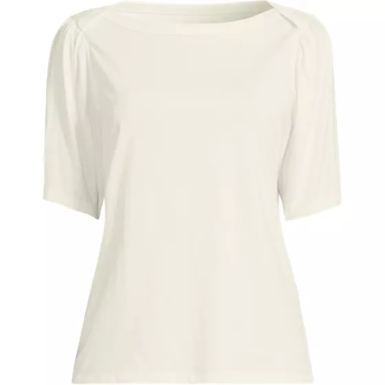 Women's Elbow Sleeve Supima Cotton Boatneck T-Shirt - primary