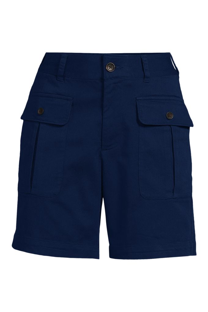 Lands' End Women's Plus Size Cool Fade High Rise 7" Cargo Shorts In Blue
