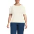 Women's Plus Size Elbow Sleeve Supima Cotton Boatneck T-Shirt, Front