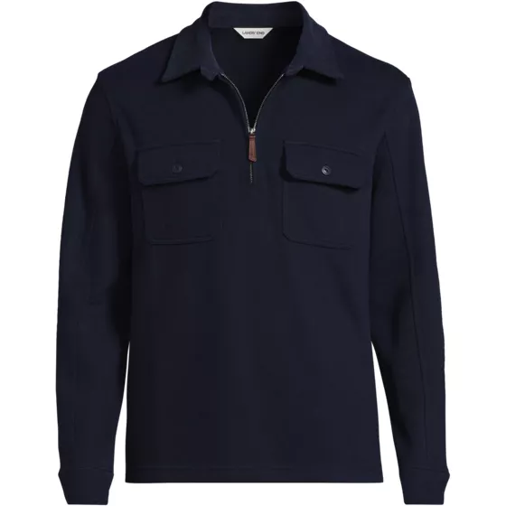 Men's Long Sleeve Corduroy Collar Bedford Rib Quarter Zip - primary