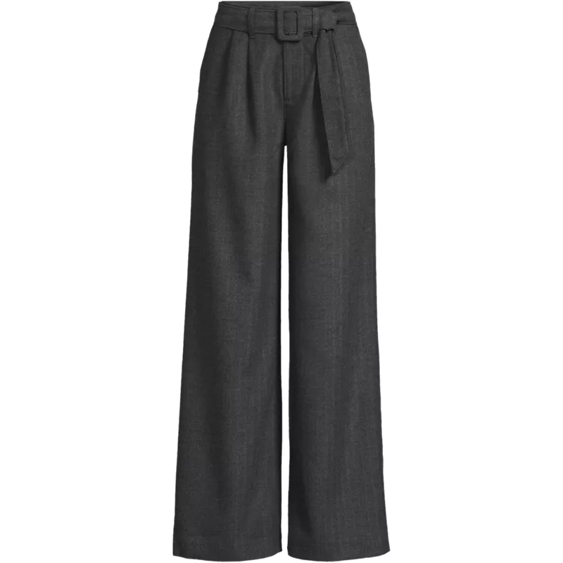 Women's Plus Size Brushed Flannel Mid Rise Wide Leg Trousers, Front