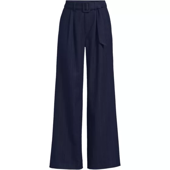 Women's Plus Size Brushed Flannel Mid Rise Wide Leg Trousers - primary