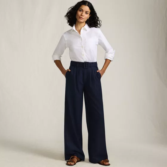 Women's Brushed Flannel Mid Rise Wide Leg Trousers - primary