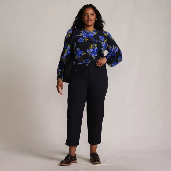 Women's Plus Size Ponte High Rise Straight Leg Crop Pants - primary
