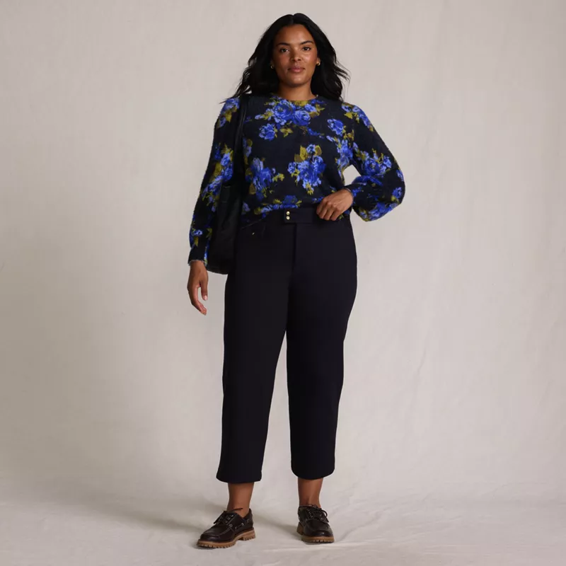 Women's Plus Size Ponte High Rise Straight Leg Crop Pants, alternative image