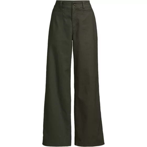 Women's Plus Size Stretch Canvas High Rise Wide Leg Pants - primary