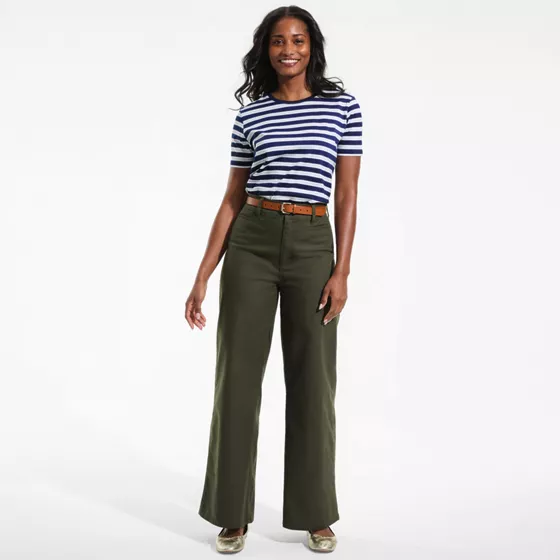 Women's Stretch Canvas High Rise Wide Leg Pants - primary