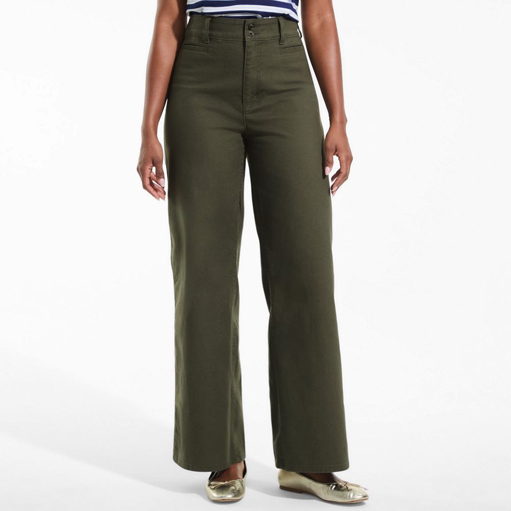Women's Stretch Canvas High Rise Wide Leg Pants | Lands' End