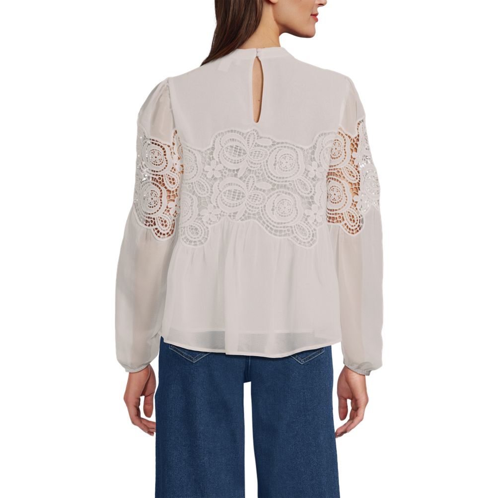Women's Chiffon and Lace Blouse | Lands' End