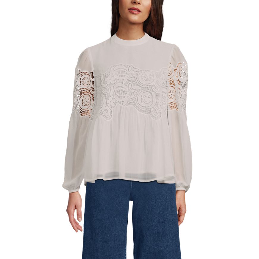 Women's Chiffon and Lace Blouse