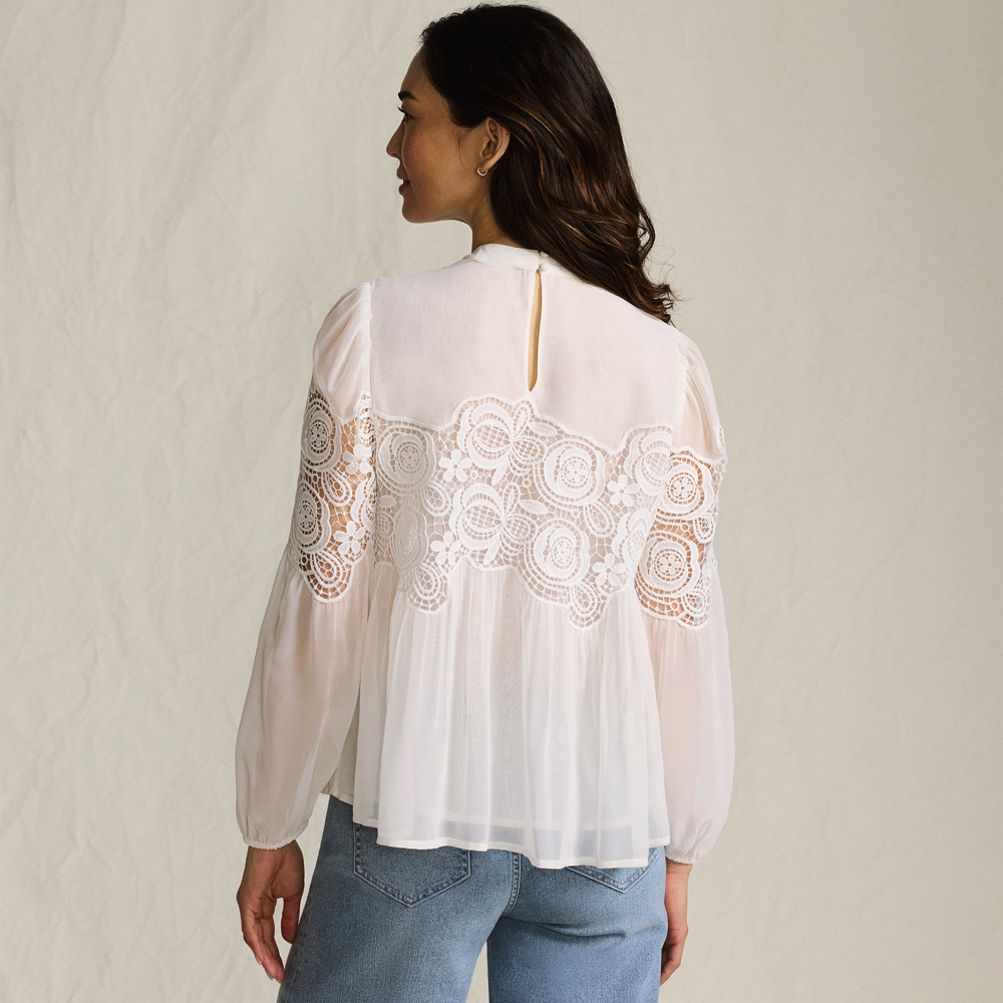Women's Chiffon and Lace Blouse | Lands' End