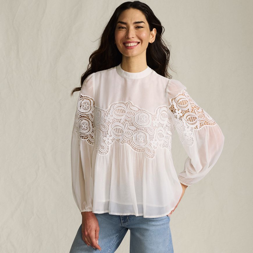 Women's Chiffon and Lace Blouse