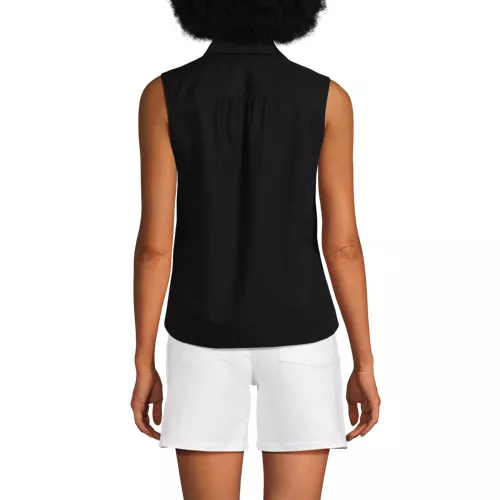 Women's Sleeveless No Iron Shirt with Lace Inset, Back