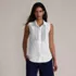 Women's Sleeveless No Iron Shirt with Lace Inset, Front