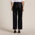 Women Faux Leather Mid Rise Relaxed Straight Leg Crop Pants, Back