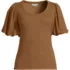 Women's Plus Size Drapey Rib Puff Sleeve Scoop Neck Top, Front