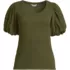 Women's Plus Size Drapey Rib Puff Sleeve Scoop Neck Top, Front