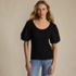 Women's Drapey Rib Puff Sleeve Scoop Neck Top, Front